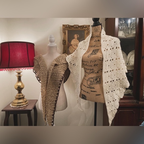 Beautiful tweed shawl scarf wrap with edging HANDMADE NEW lovingly crafted - Picture 10 of 14